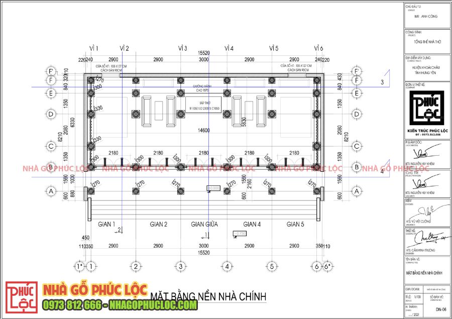 Bản vẽ mặt bằng bố trí cột 