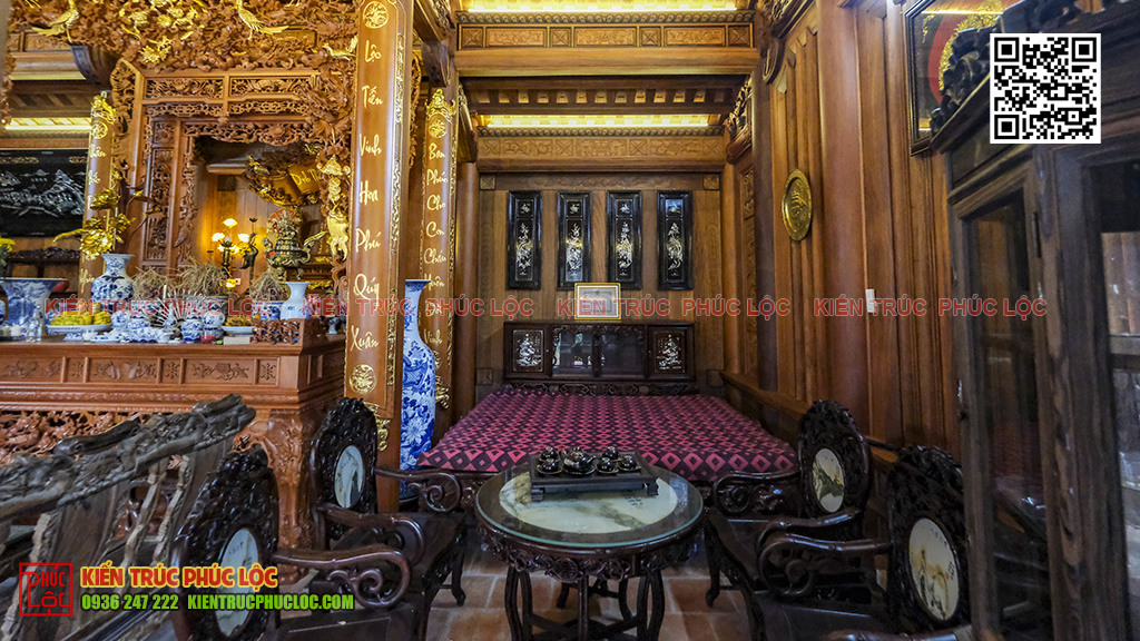 Tủ chè khảm trai tinh xảo trong phòng thờ