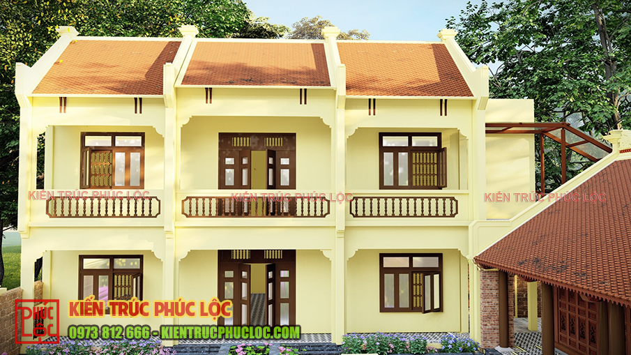 Góc chính diện khối công trình
